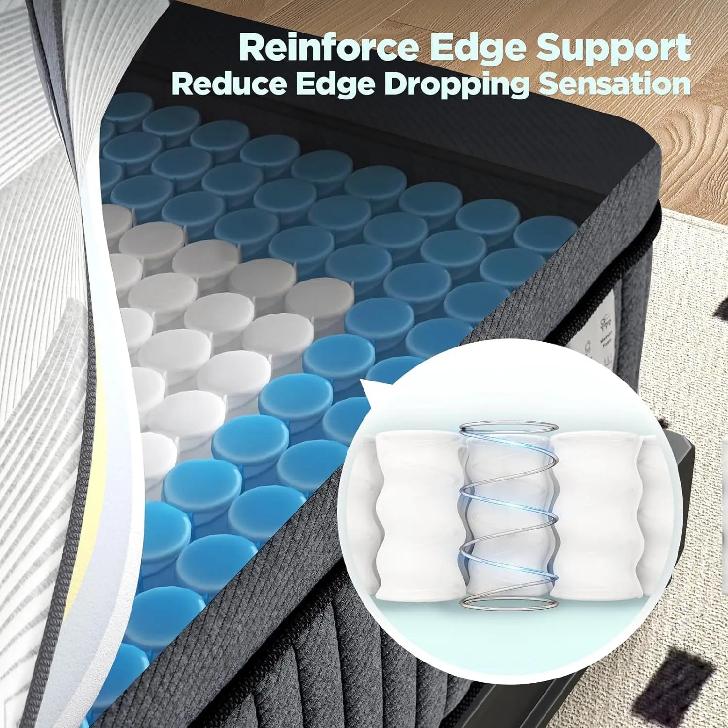 Queen Mattress 14 Inch Hybrid Mattress Plush Feel Soft Memory Foam Queen Size Mattress in a Box and Pocket Springs Balance Suppo