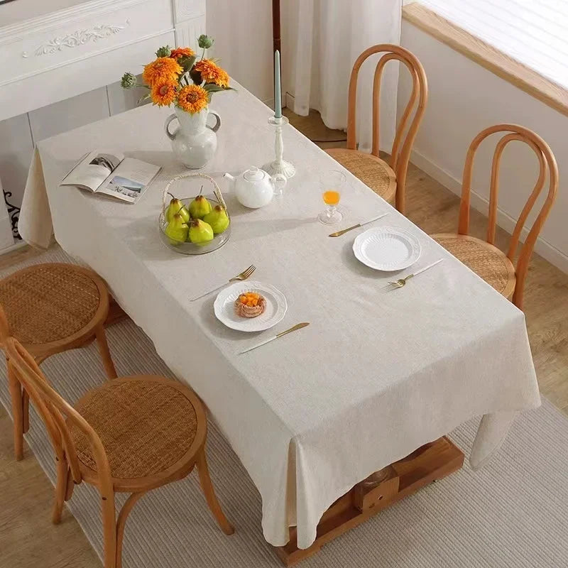 Linen Cotton Washable Tablecloth for Wedding Home Party Dining Banquet Decoration Flax Fabric Table Cloth Luxurious Table Cover