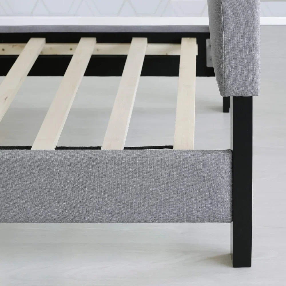 Bed Frame Upholstered Platform, Glacier, California King Size Bed Frame