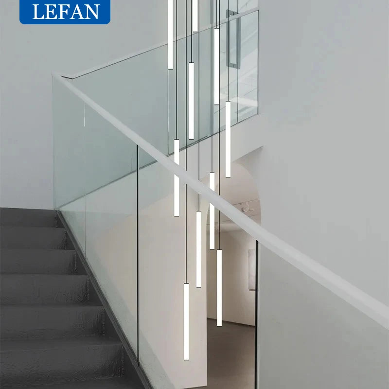 Modern Staircase LED Chandelier Living Room Lamp Designer Home Decoration Hanging Villa Dining Table Rotating Penthouse