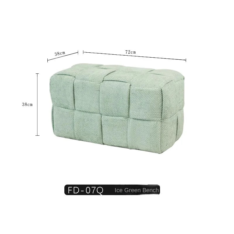 MOMO Chenille Mesh Red Woven Bench Short Stool Shoe Changing Stool Living Room Sofa Stool Household Small Stools