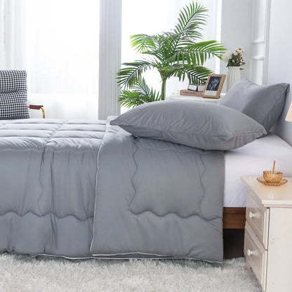 Reversible Fluffy Comforter Set , Ultra-Soft Solid Color Bedding Set, Dark Grey  California King Size