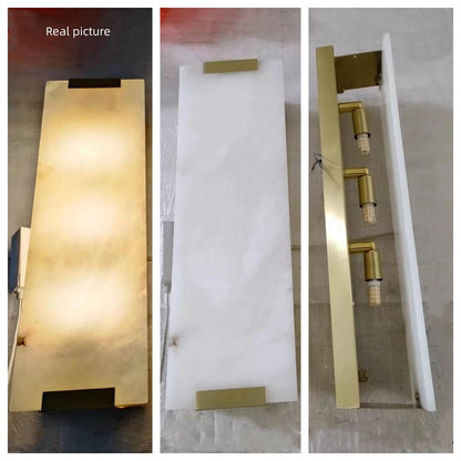 Rectangle Natural Marble LED Wall Lights Copper Foyer Bedside Aisle Indoor Wall Lamp Gold Black Sconce Dropshipping 110-240V