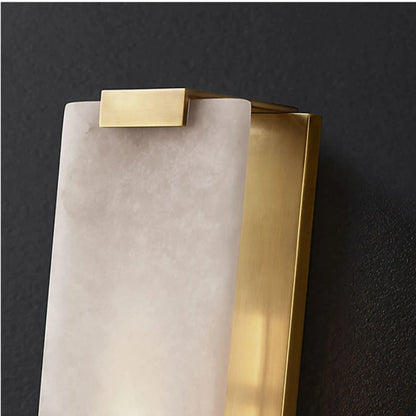 Rectangle Natural Marble LED Wall Lights Copper Foyer Bedside Aisle Indoor Wall Lamp Gold Black Sconce Dropshipping 110-240V