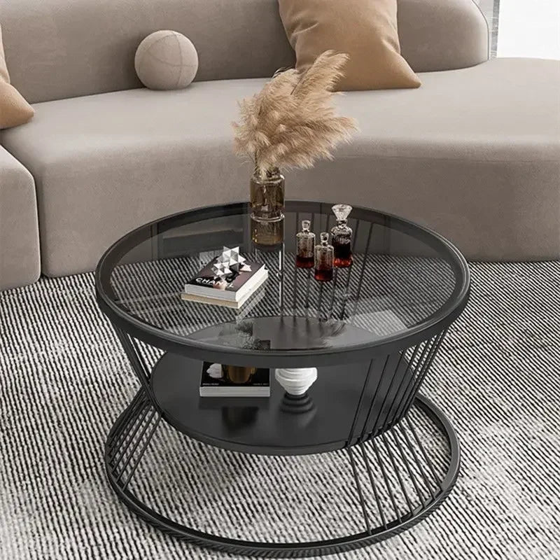 Small Apartment Living Room Round Household Minimalist Mini  Table Modern Light Luxury