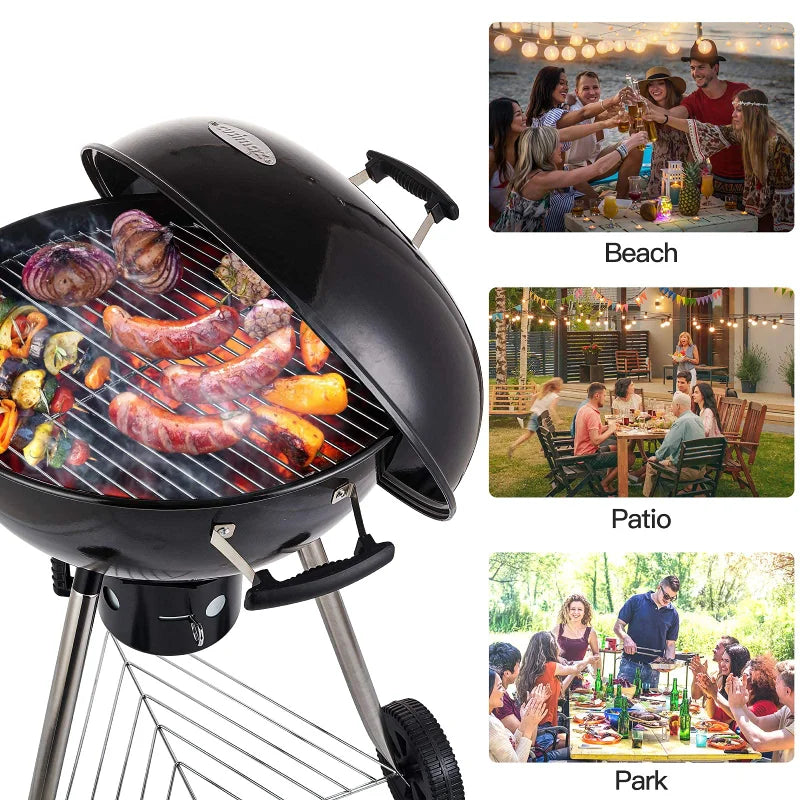 BBQ table Charcoal Grill Portable BBQ Grill Kettle 22.5 inch, Outdoor Grills & Smokers for Patio Backyard Barbecue camping oven - LUXHOME