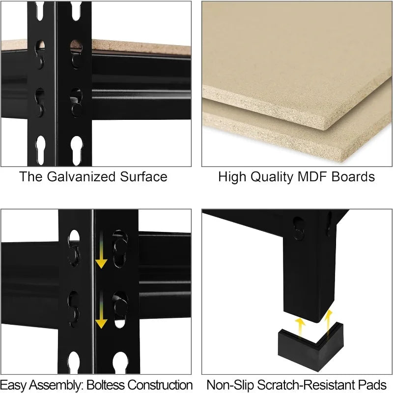 Storage Shelves 5 Tier Adjustable Garage Storage Shelving, Heavy Duty Metal Storage Utility Rack Shelf Unit for Warehouse Pantry