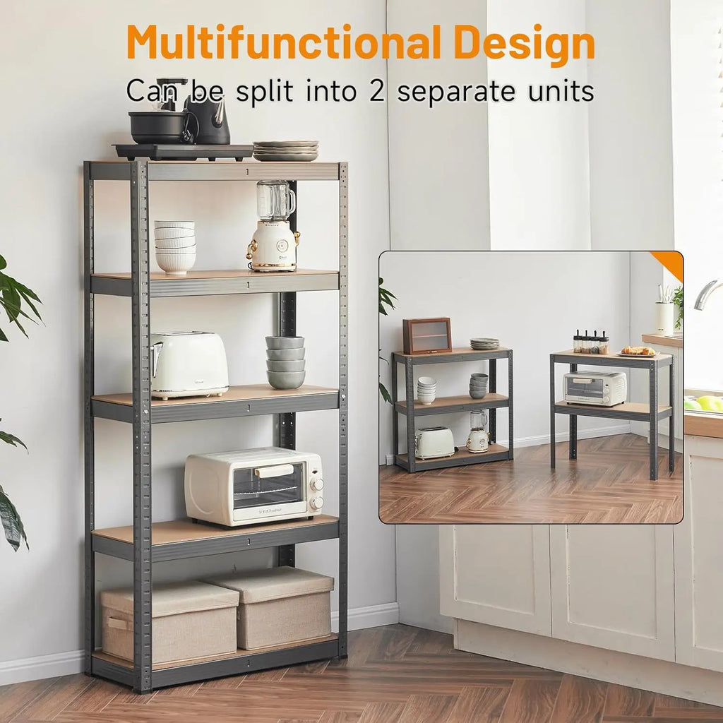 5-Tier Storage Shelves, Adjustable Shelving Unit, 60 x 30 x 12 Inches, Load 2920 lb, Multipurpose Shelf Kitchen Garage Pantry Cl