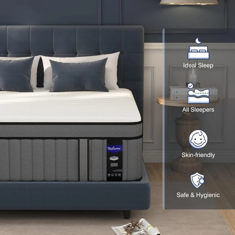 10 Inch Full Size Gel Memory Foam Hybrid Mattress with Pocketed Spring Support - Full Bed in a Box