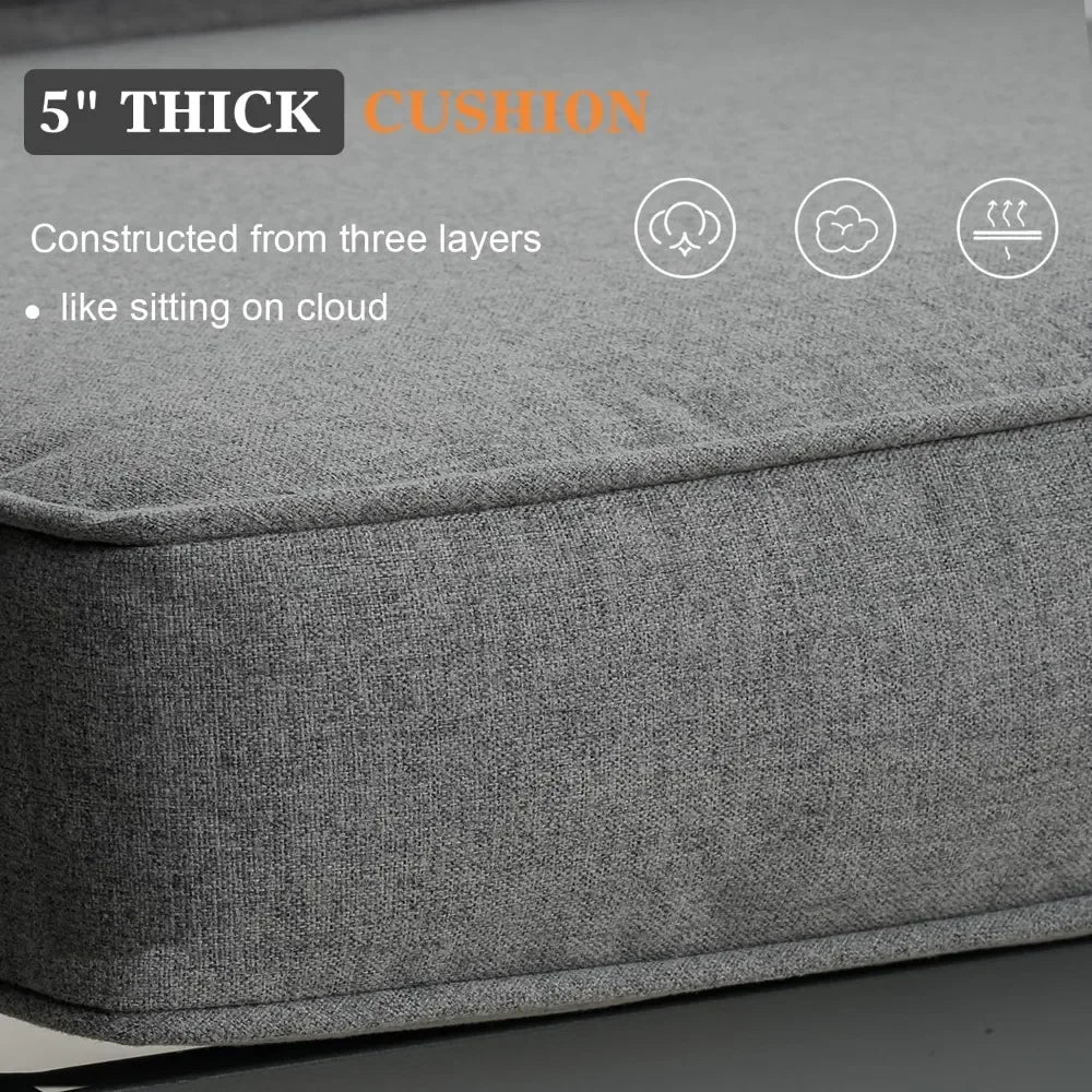 Modern 5 Pieces Aluminum Patio Furniture Set, Garden Furniture Sets, Conversation Sets Metal Sectional Sofa with Coffee Table