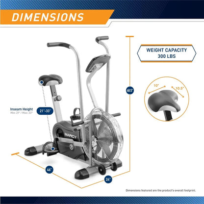 Air-Resistance Exercise Fan Bike With Dual Acction Handlebars