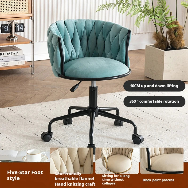 Modern Armchairs For Living Room High Grade Flannel Bar Stool Bedroom Makeup Chair Back Lift Swivel Nail Dressing Chair