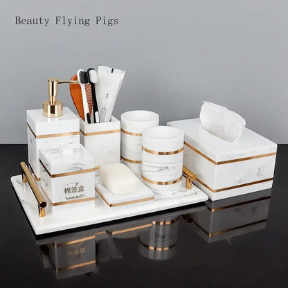 Resin Light Luxury Bathroom Wash Tray Hotel Bathroom Bathroom Wash Table Toothbrush Shelf Decoration  toilet accessories