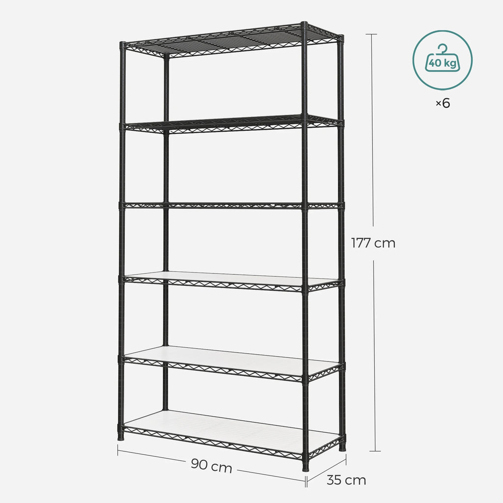 SONGMICS 6-Tier Storage Shelves, Wire Shelving Unit, Kitchen Metal Shelves, Storage Rack with Adjustable Shelves, Shelf Liners