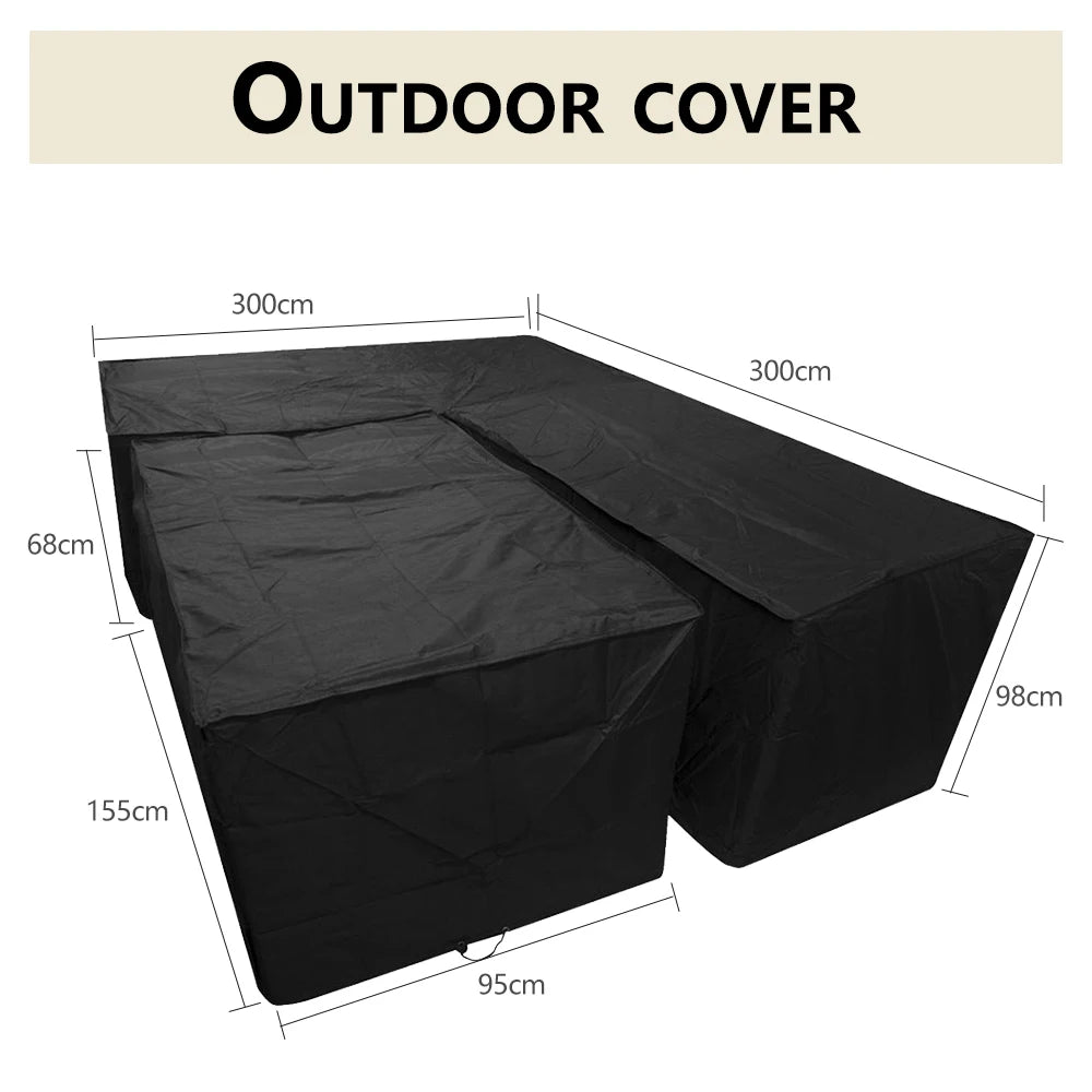 Black Outdoor Furniture Covers Waterproof Rain Snow Dust Wind-Proof Anti-UV Polyester Fiber Garden Lawn Patio Furniture Covers