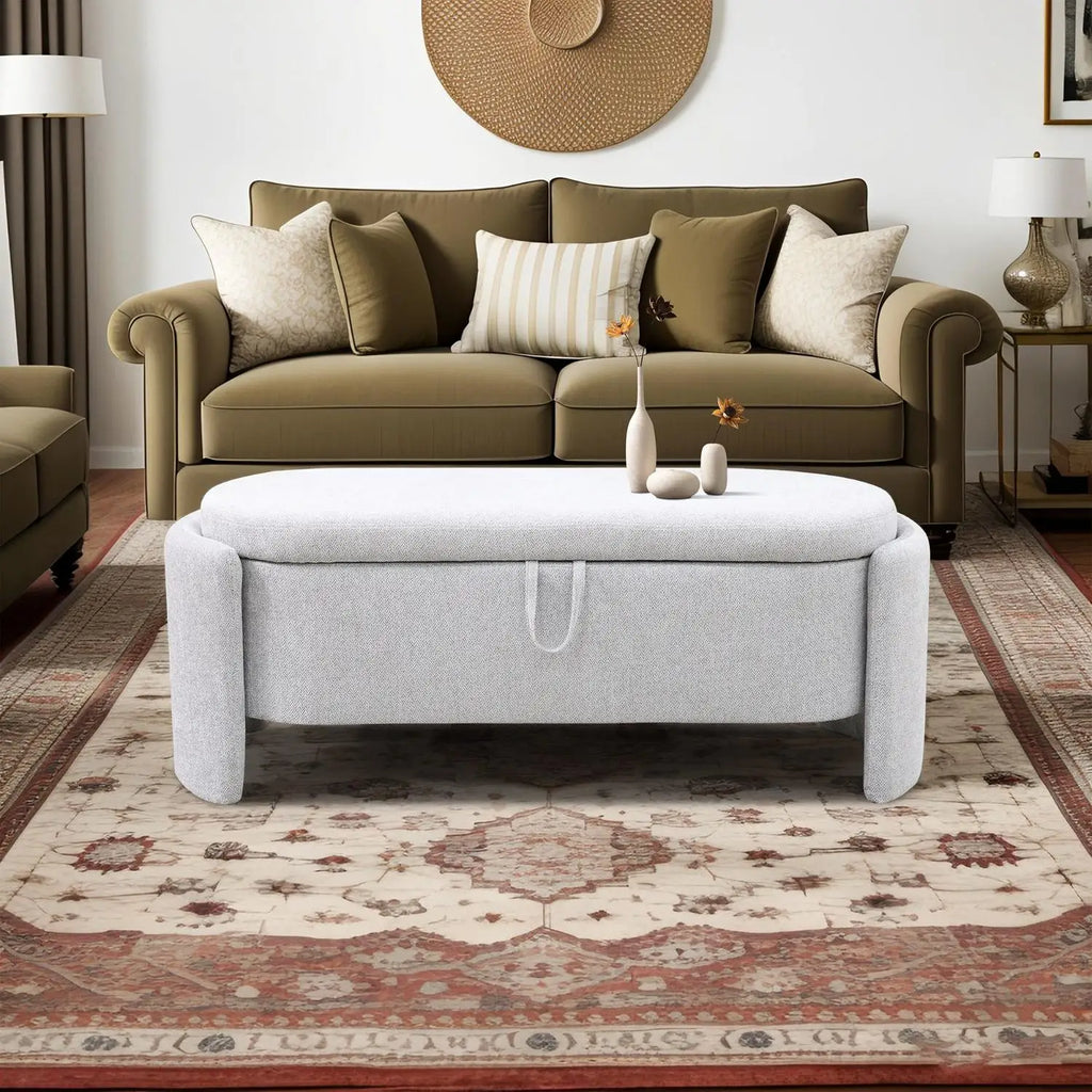 Pallid Flannel Living Room Ottoman - Cozy Furniture Accent