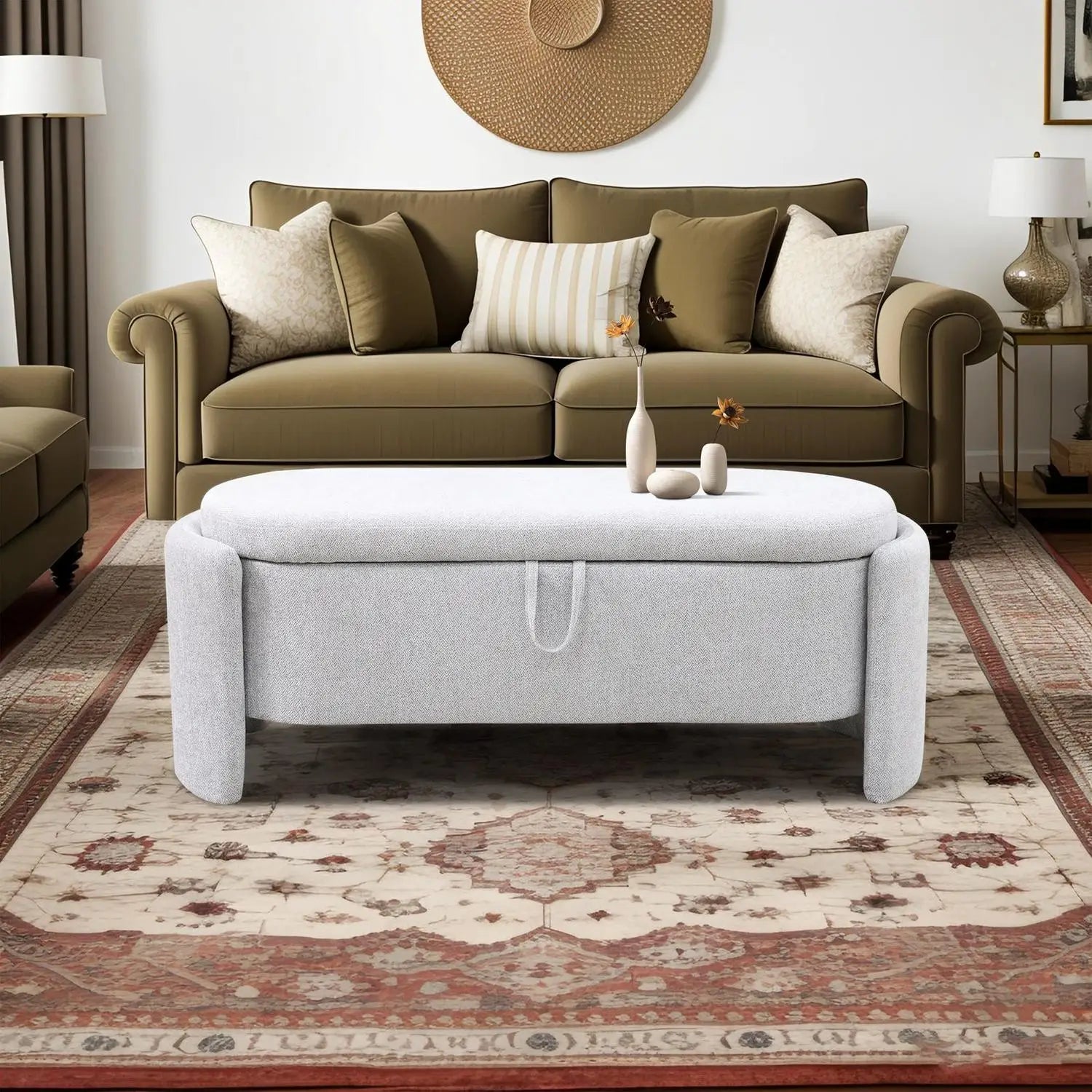 Pallid Flannel Living Room Ottoman - Cozy Furniture Accent