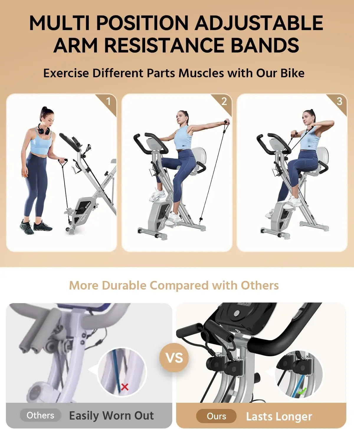 Folding Exercise Bike, Foldable Fitness Stationary Bike Machine, Upright Indoor Cycling Bike,