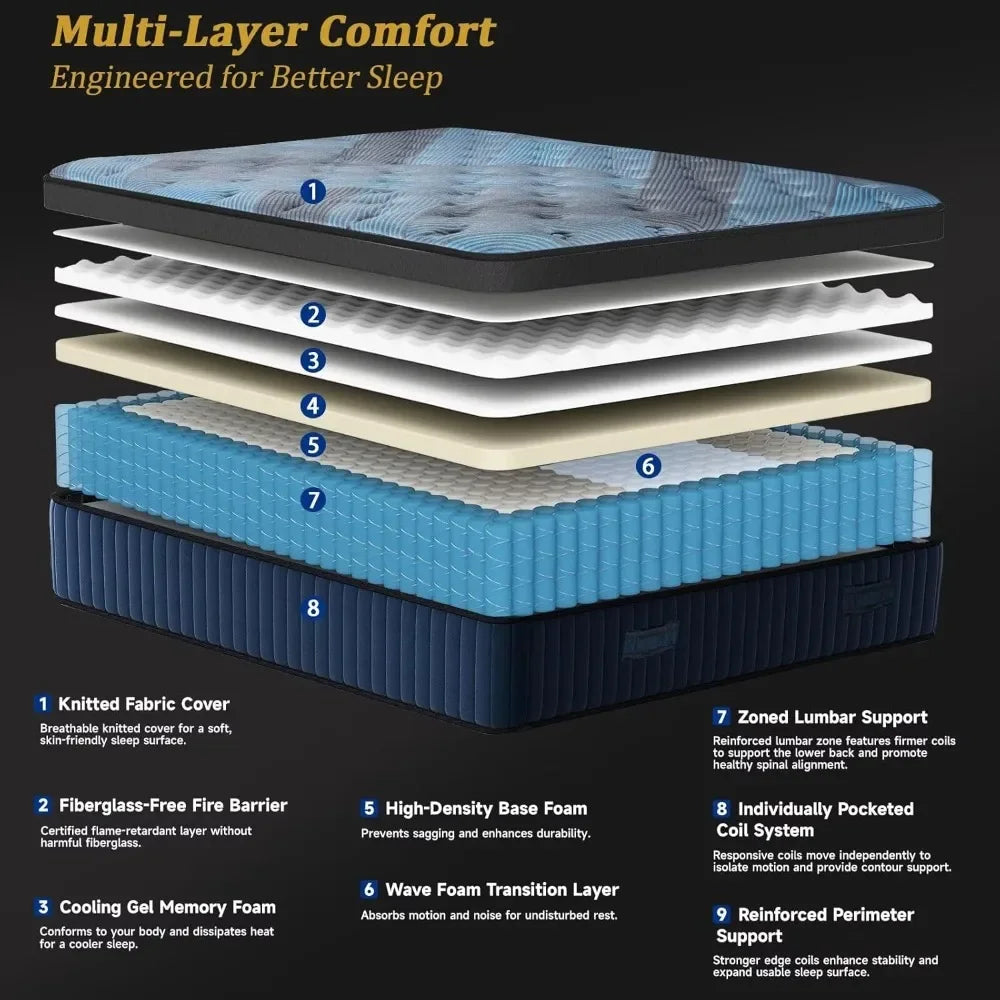 King Mattress 14 Inch Hybrid in a Box Upgrade Durable Individual Pocket Springs Medium Firm Lumber 2025