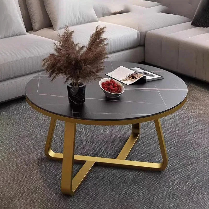 Simplicity Black Coffee Tables Round Nordic Advanced Sense Luxury Coffee Tables Marble Effect Unique Couchtisch Home Furniture - LUXHOME