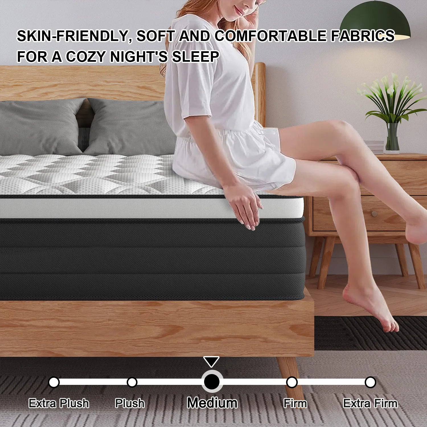 Euro Top Mattress in A Box, 12/14 Inch Hybrid Memory Foam, Medium Firm for Back & Lumbar Support