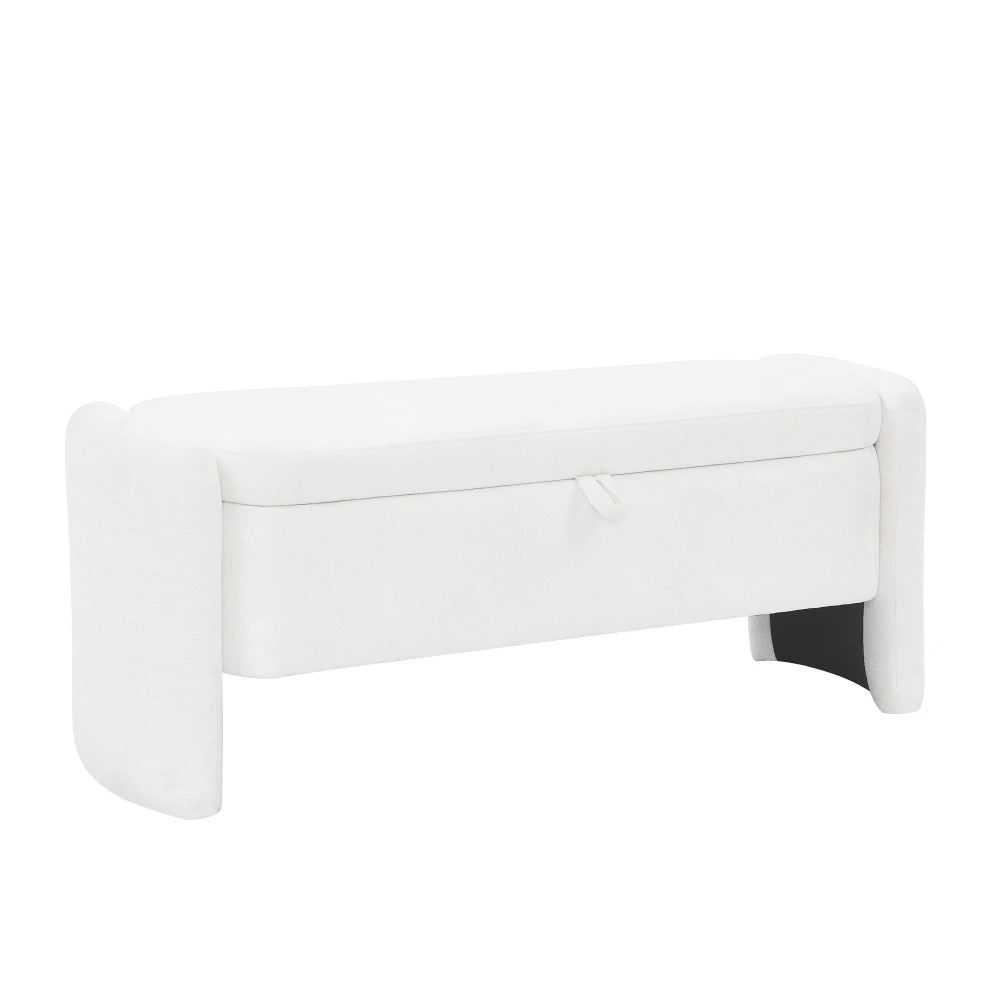 Oval Ottoman StorageBench Chenille Fabric Bench with Large Storage Space for The Living Room,Entryway and Bedroom Storage Bench