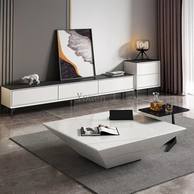 Corner Marble Elegant Coffee Tables Nordic Dining Luxury Coffee Tables Hotel Floor Stolik Kawowy Living Room Furniture YQ50CT - LUXHOME
