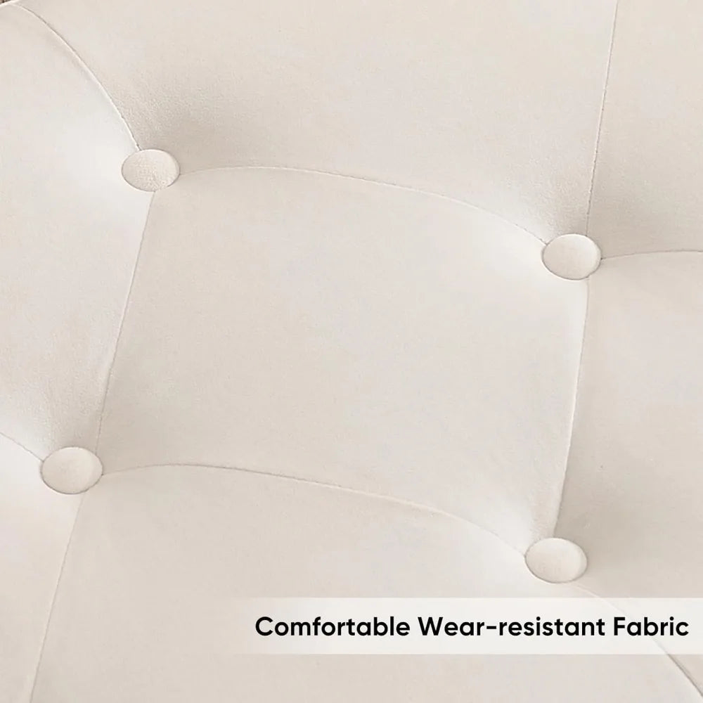 67" Storage Ottoman Bench, End of Bed King Size Bench | Tufted Button Upholstery with Gold Legs for Bedroom, Living Room