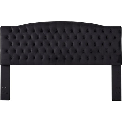 Velvet Upholstered Tufted Button King Headboard and comfortable fashional padded King/California King Size headboard- Black