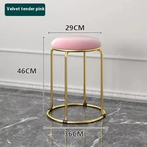 Beauty Salon Gold Luxury Velvet Dining Chair Bar Stool Dresser Chair Vanity Low Stool Taburete Con Respaldo Nordic Furniture YH