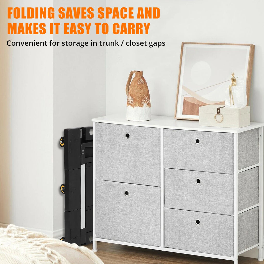 Folding Hand Truck 176 LB Capacity, Portable Collapsible Dolly with 6 Wheels & 2 Elastic Ropes, Plastic Base, Adjustable Handle