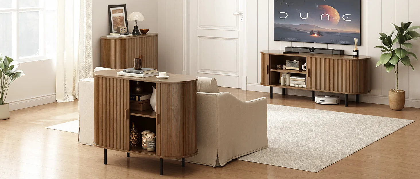 40" Sideboard Buffet Cabinet Storage Cabinet with Sliding Door Adjustable Shelf Modern Accent Coffee Bar Cabinet Console Table