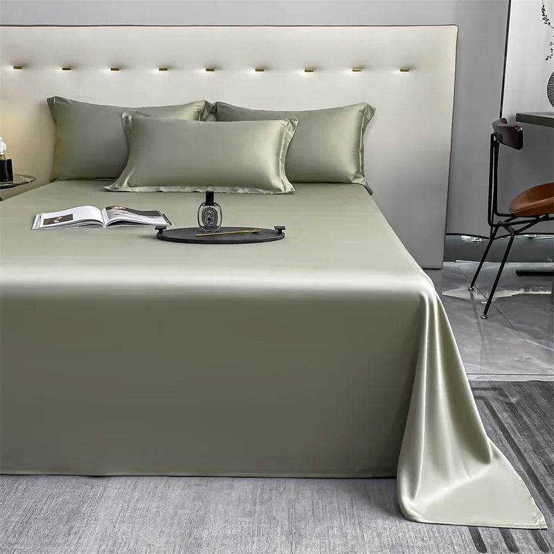 100% Bamboo Luxury Bed Sheet Flat Bed Sheets Cooling Flat Sheet Solid Color Bedsheet Bed Linens Single/Double/King/Queen Size