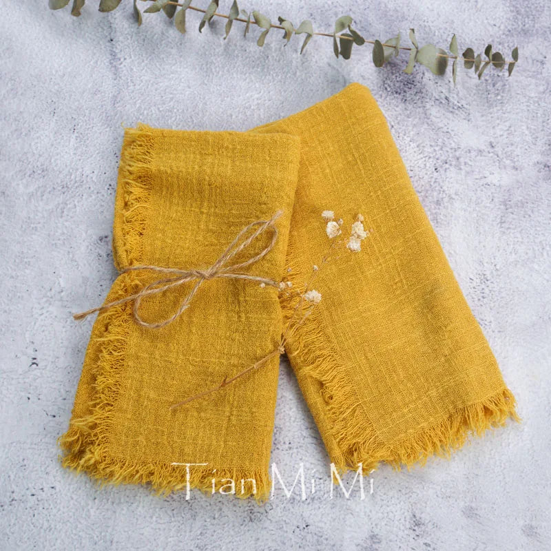 12pcs Vintage Rustic Cotton Gauze Napkins with Retro Burr Cloth Linen Tea Towel for Wedding Party Dining Table Decoration