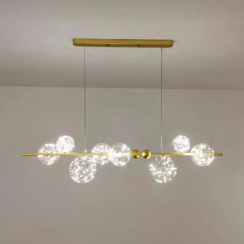 Nordic Ring Led Pendant Lamp Romantic Star Chandelier Round Long Glass Ball Hanging Light Dining Table Above Starry Sky Lights