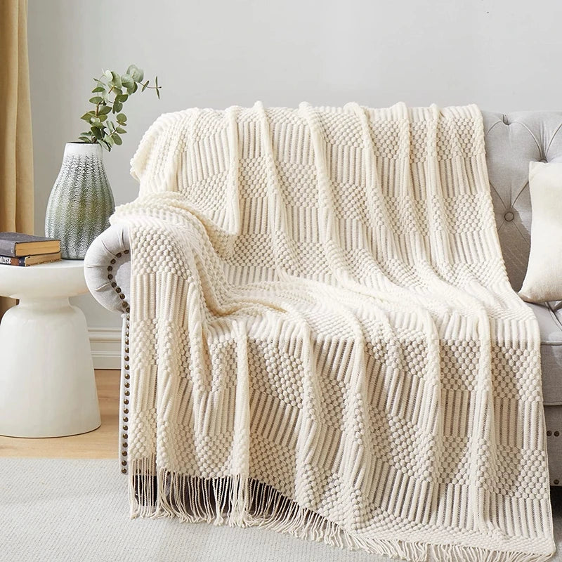 White Boho Throw Blanket