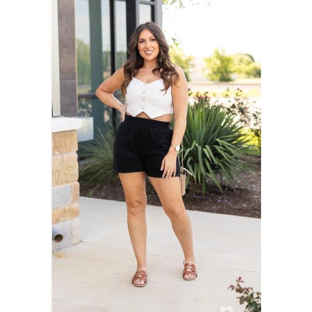 The Chrissy - Black Fleece Shorts with Pockets*