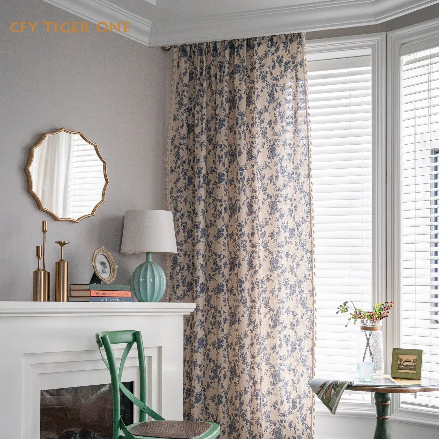 American Floral WithTassels Cotton Linen Blackout Window Curtain Thick Ready-made Drapes for Bedroom Curtains In The Living Room