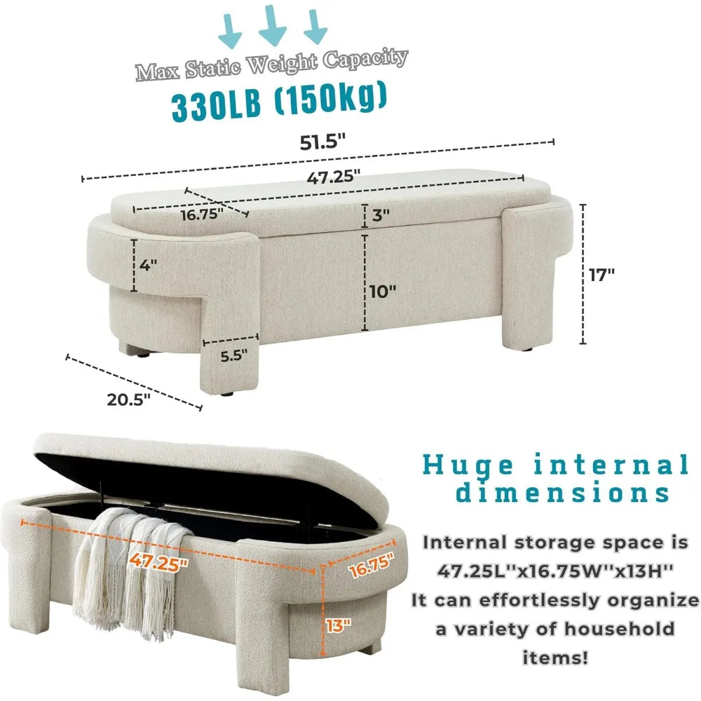 Lux Linen Oval Storage Bench