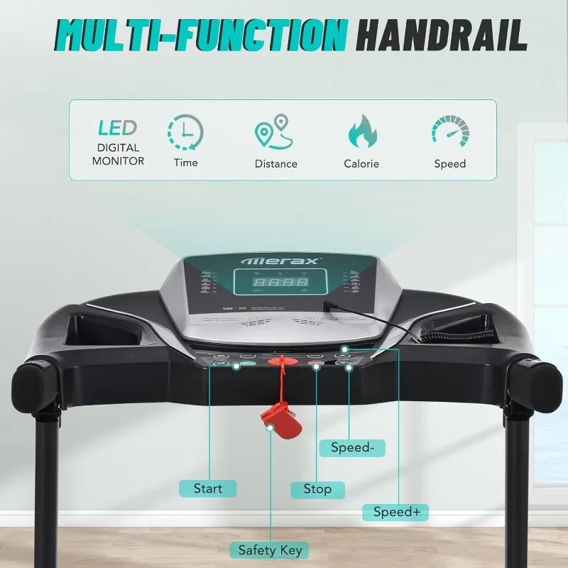 Merax Electric Folding Treadmill – Easy Assembly Fitness Motorized Running Jogging Machine with Speakers