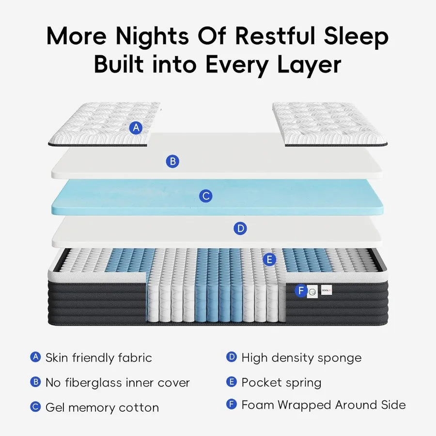 Twin Mattress 12 Inch Hybrid Memory Foam Mattress in a Box Pressure Relief for Back Support Medium Firm Individually Pocket Spr