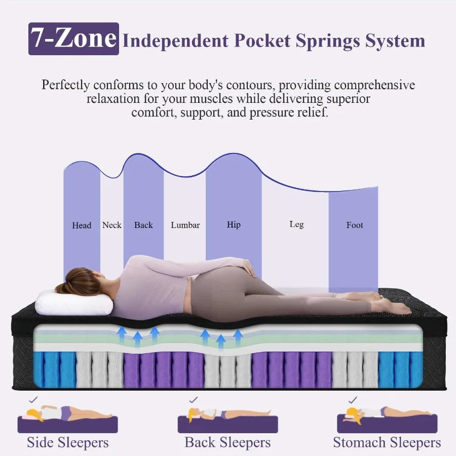 California King Mattress In A Box 12 Inch Luxury Hybrid Firm with Cooling Gel Memory Foam