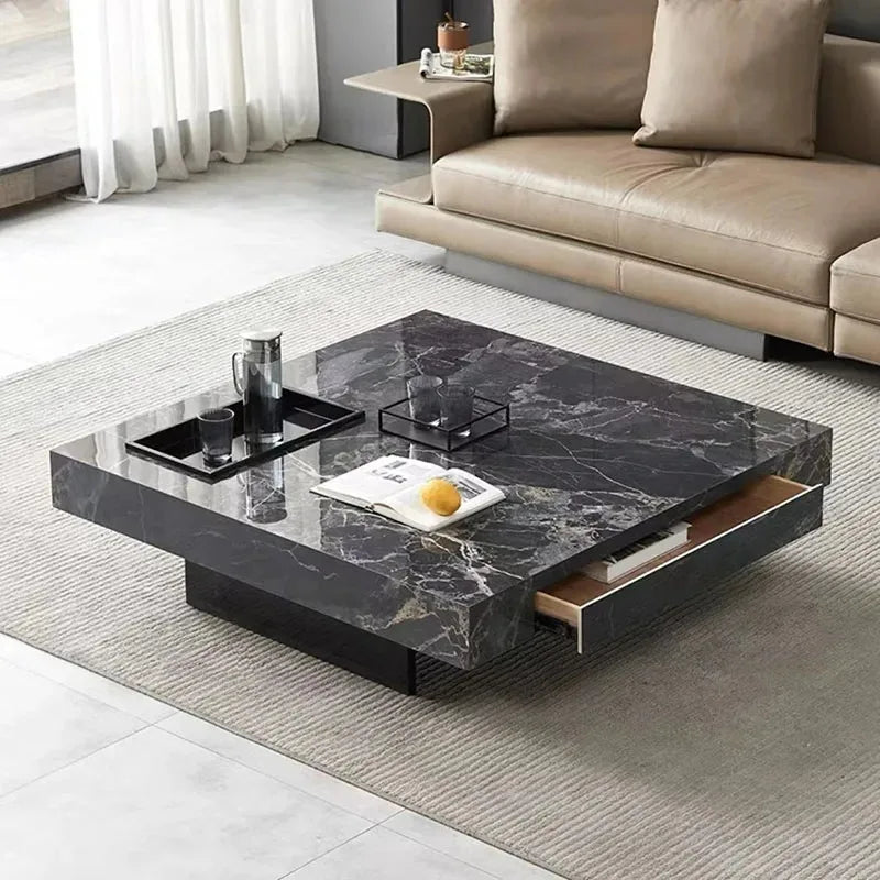 Modern Coffee Table Top Living Room Rectangular Stone Marble Top Coffee Table Italian Luxury Muebles Para ElHogar Furniture - LUXHOME