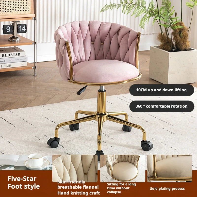 Modern Armchairs For Living Room High Grade Flannel Bar Stool Bedroom Makeup Chair Back Lift Swivel Nail Dressing Chair