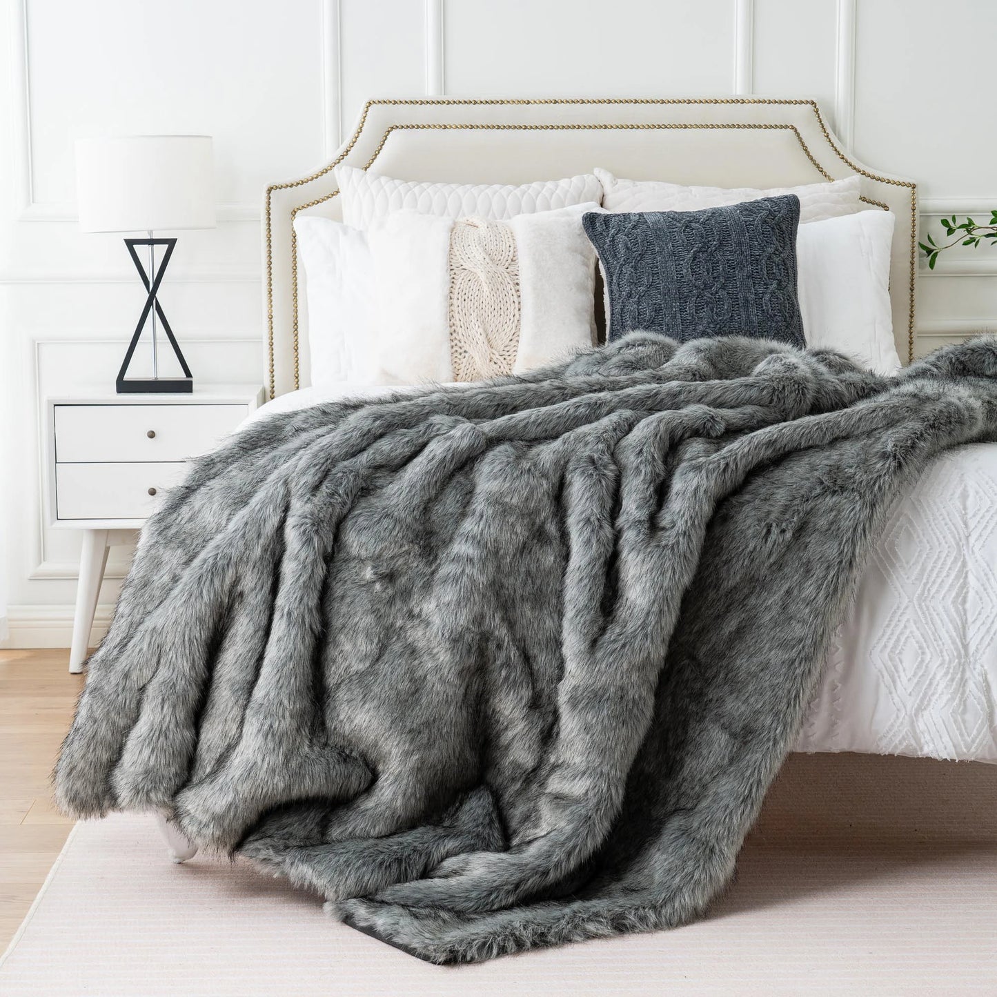 LUX Heavy Faux Fur Throw Blanket