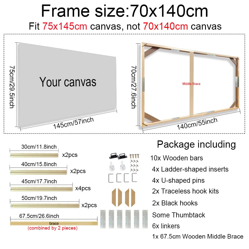 30x40 40x50 60x90cm Canvas Frame Wooden Frames Wooden Photo Oil Painting Canvas Diamond Painting Frames Canvas Wood Wall Frame