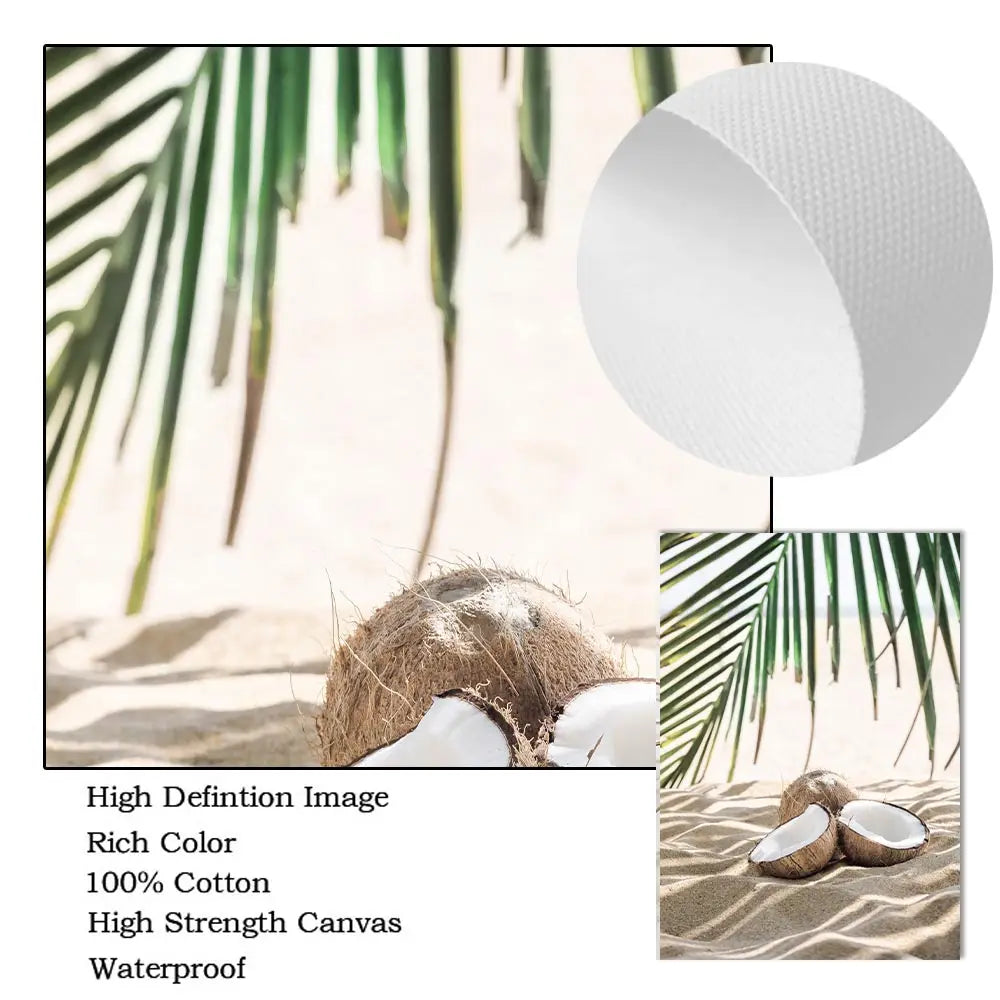 Modern Scenery Landscape Poster Coconut Reed Shell Beach Art Canvas Painting Palm Leaves Print Nordic Wall Pictures Home Decor