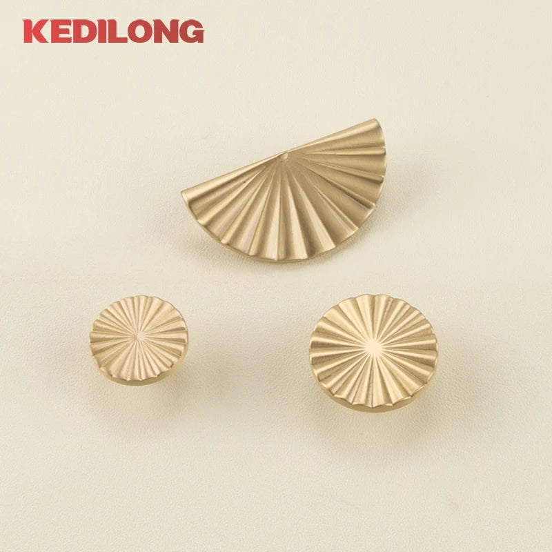 European style minimalist solid brass cabinet pull handle classical light luxury drawer gold knob cabinet door long handle - LUXHOME