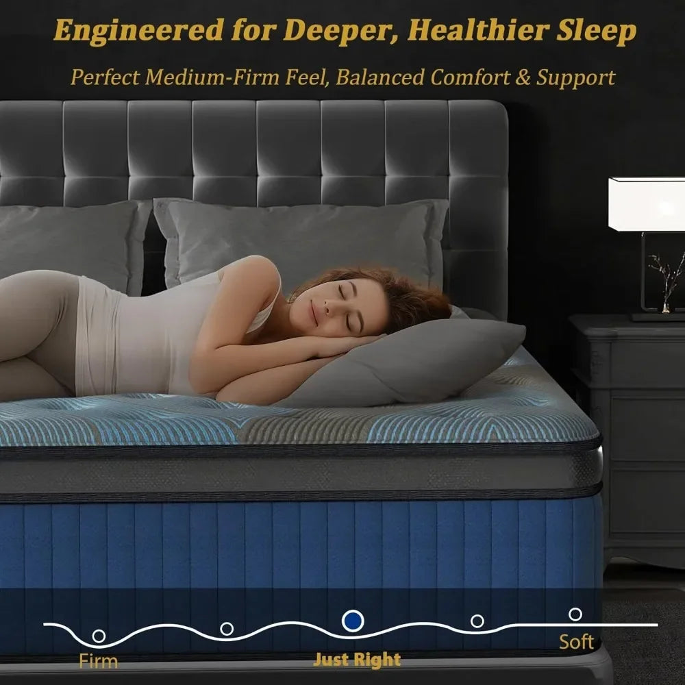 King Mattress 14 Inch Hybrid in a Box Upgrade Durable Individual Pocket Springs Medium Firm Lumber 2025