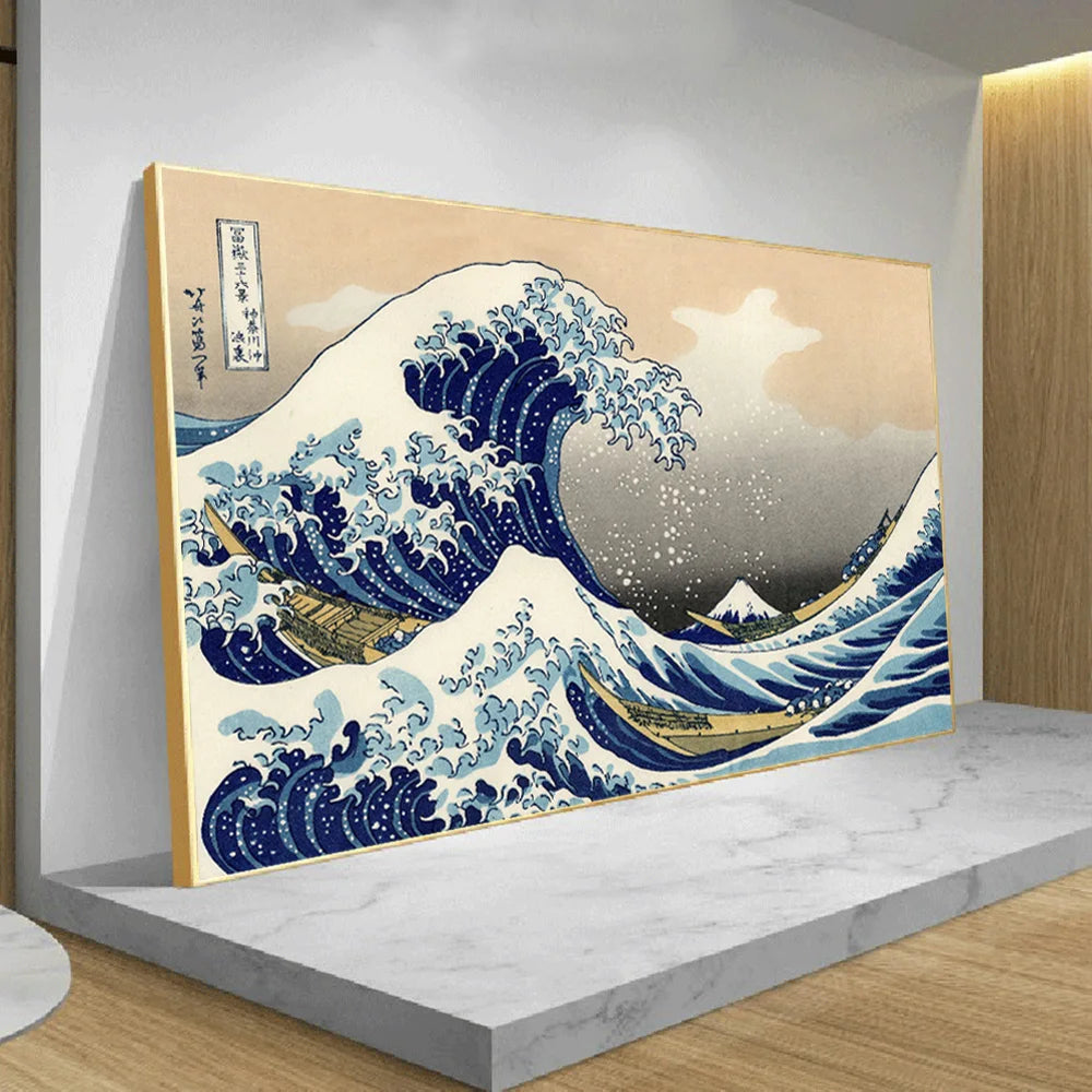 Great Wave of Kanagawa Japan Ukiyo-e Vintage Canvas Art Posters and Prints Wall Painting Pictures for Living Room Wall Art Decor